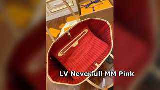 حقيبة لويس فويتون Neverfull MM باللون الوردي