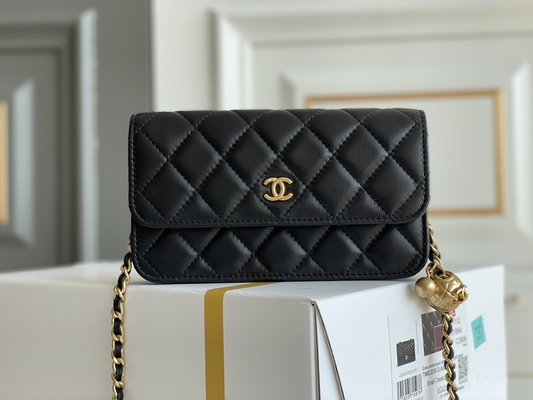 سوداء صغيرة Coco Chanel WOC Clutch Handbags Wallet على سلسلة CF20