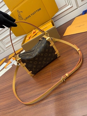 حقيبة حقيبة لويس فويتون LV من القماش البني طويل النظر
