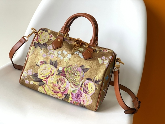 Metallic Monogram Garden New Speedy BandoulièRe 25 M21317 Gold Hardware