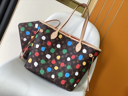 أسود LV X Yayoi Kusama لويس فيتون Neverfull MM Monogram Bag Multicolor