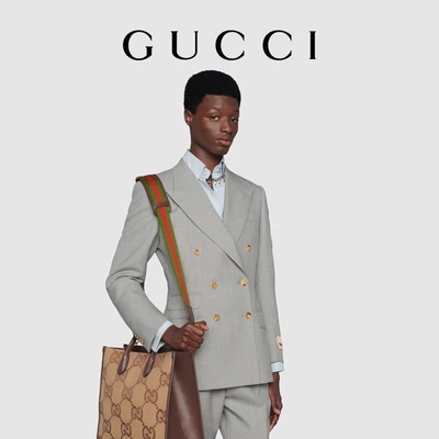 حقيبة كتف ماركة غوتشي Jumbo GG Tote Bag Camel Men Gentleman