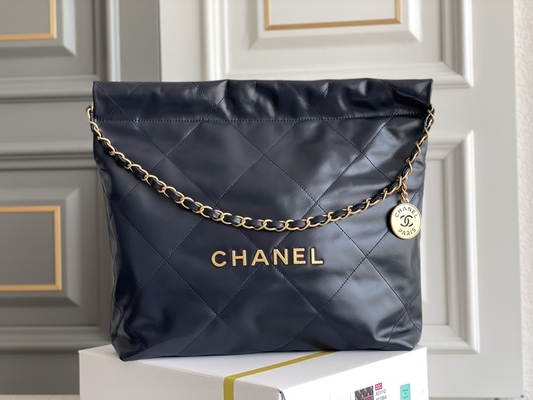 22S Calfskin Navy Chanel 22 &quot;Trash Bag&quot; حقيبة يد صغيرة ODM