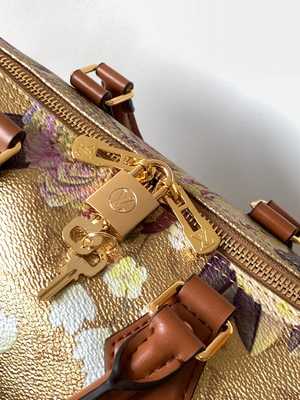 Metallic Monogram Garden New Speedy BandoulièRe 25 M21317 Gold Hardware