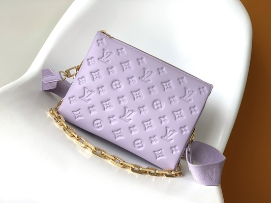 عباد الشمس مونوغرام منقوش أكياس ذات علامات تجارية مخصصة Coussin PM لويس فيتون Puffy جلد الخراف