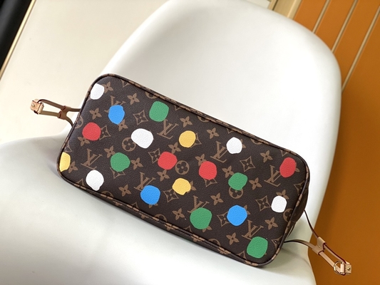 أسود LV X Yayoi Kusama لويس فيتون Neverfull MM Monogram Bag Multicolor