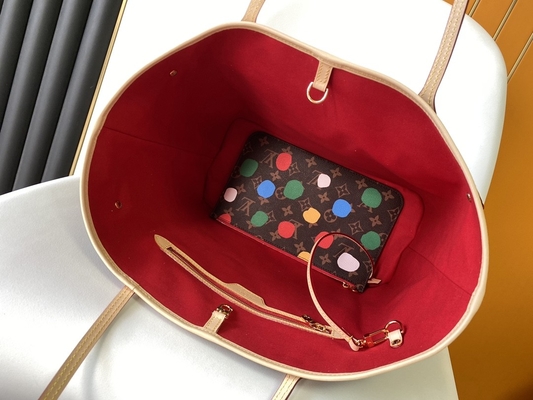 أسود LV X Yayoi Kusama لويس فيتون Neverfull MM Monogram Bag Multicolor