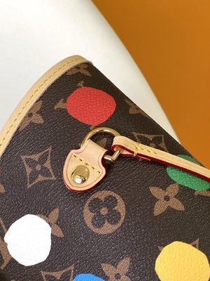 أسود LV X Yayoi Kusama لويس فيتون Neverfull MM Monogram Bag Multicolor