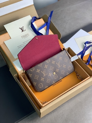 حقيبة صغيرة LV Felicie Pochette مونوغرام محفظة فوشيا بطانة