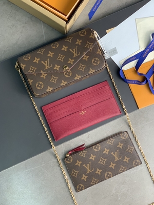 حقيبة صغيرة LV Felicie Pochette مونوغرام محفظة فوشيا بطانة