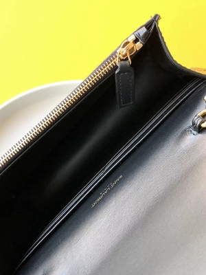 جلد العجل YSL حقيبة سوداء سلسلة ذهبية كيت شرابة صغيرة