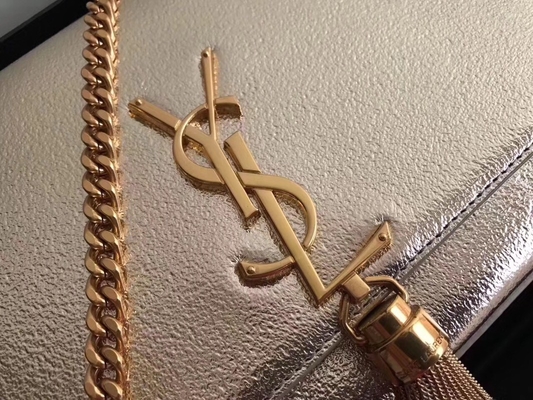 حقيبة قابلة للتعديل من البوليستر Saint Laurent YSL Woc مع إغلاق بسحاب فضي