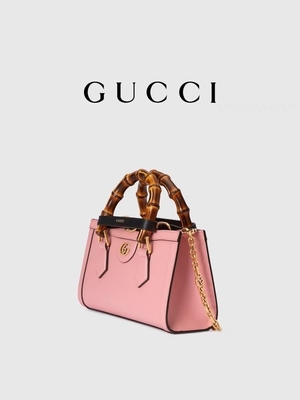 وردي جلد GG Gucci Diana Bamboo Bag Handbag OEM