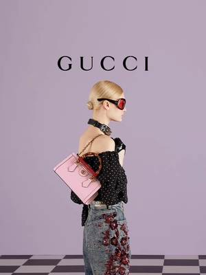 وردي جلد GG Gucci Diana Bamboo Bag Handbag OEM