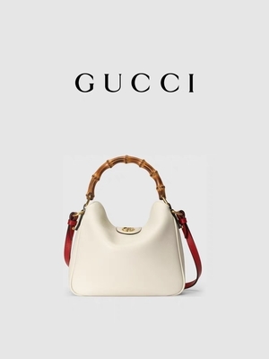 حقيبة كتف جلدية بيضاء تحمل علامة Gucci Princess Diana Handbag
