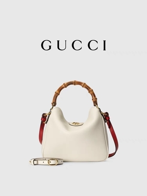 حقيبة كتف جلدية بيضاء تحمل علامة Gucci Princess Diana Handbag