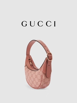 حقيبة كتف ذات علامة تجارية مصممة من Gucci Ophidia صغيرة باللون الوردي وبطانة من القطن والكتان