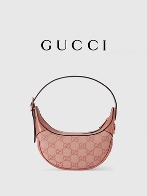 حقيبة كتف ذات علامة تجارية مصممة من Gucci Ophidia صغيرة باللون الوردي وبطانة من القطن والكتان