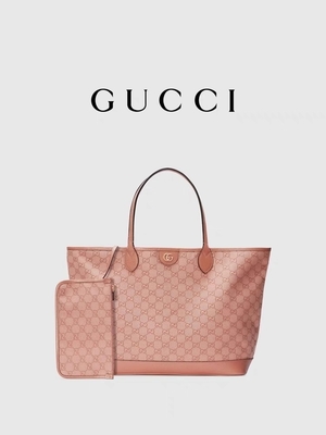 حقيبة كتف Gucci Ophidia GG من القماش الوردي لسفر الأعمال