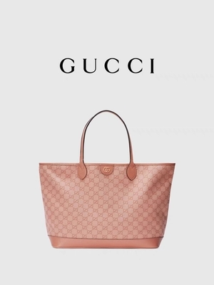 حقيبة كتف Gucci Ophidia GG من القماش الوردي لسفر الأعمال