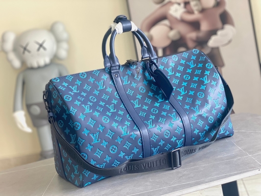 حقيبة رجالي كبيرة تحمل علامة Keepall BANDOULIÈRE 50 حقيبة زرقاء من بوسطن