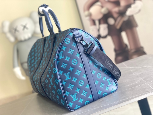 حقيبة رجالي كبيرة تحمل علامة Keepall BANDOULIÈRE 50 حقيبة زرقاء من بوسطن