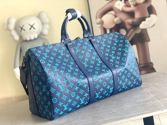 حقيبة رجالي كبيرة تحمل علامة Keepall BANDOULIÈRE 50 حقيبة زرقاء من بوسطن