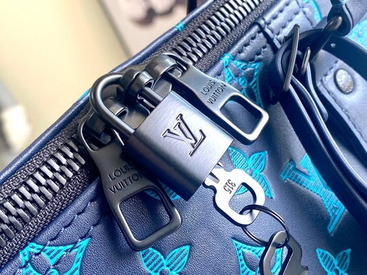 حقيبة رجالي كبيرة تحمل علامة Keepall BANDOULIÈRE 50 حقيبة زرقاء من بوسطن