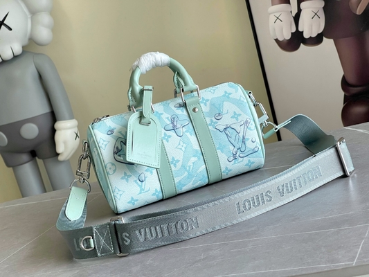 حقيبة مونوغرام بيزنس LV Designer Keepall BandoulièRe 50 حقيبة سفر زرقاء