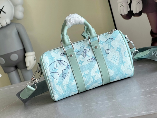 حقيبة مونوغرام بيزنس LV Designer Keepall BandoulièRe 50 حقيبة سفر زرقاء